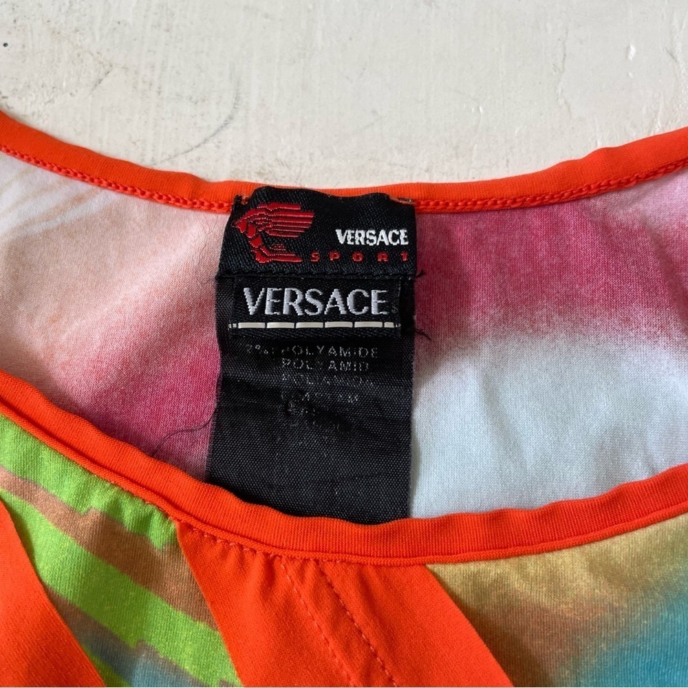 Versace Sport Y2K Retro Diagonal Stripes Colorful Funky Tank Top Size XL - Picture 8 of 11